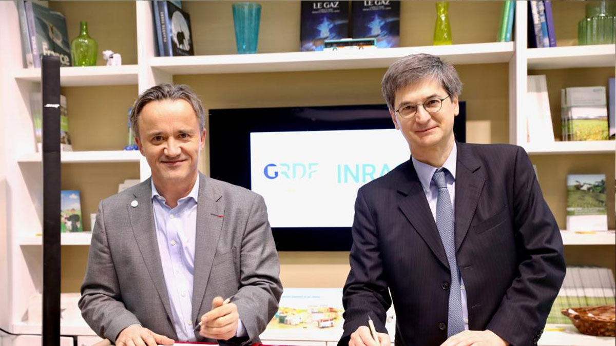 Philippe Mauguin, président directeur général d’INRAE et Édouard Sauvage, directeur général de GRDF