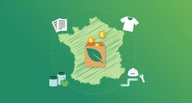 Illustration carte de France sur fond vert